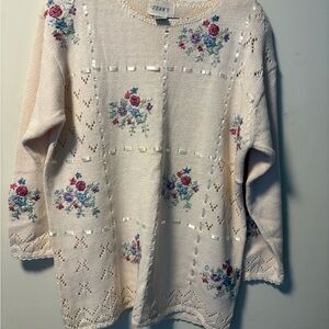 Jenny Cream Floral Embroidered Sweater